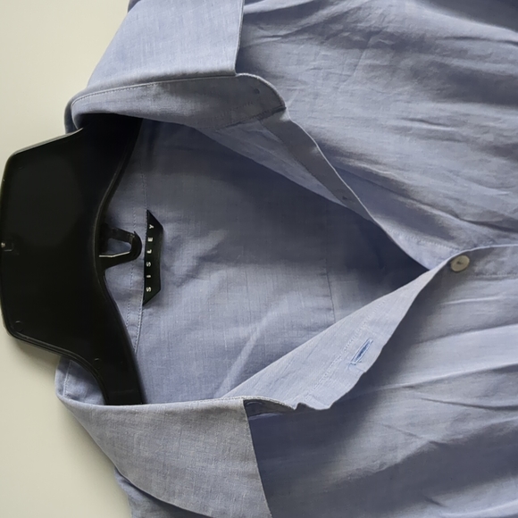 Sisley button up 3/4 sleeve shirt, blue, x small size - Picture 3 of 5